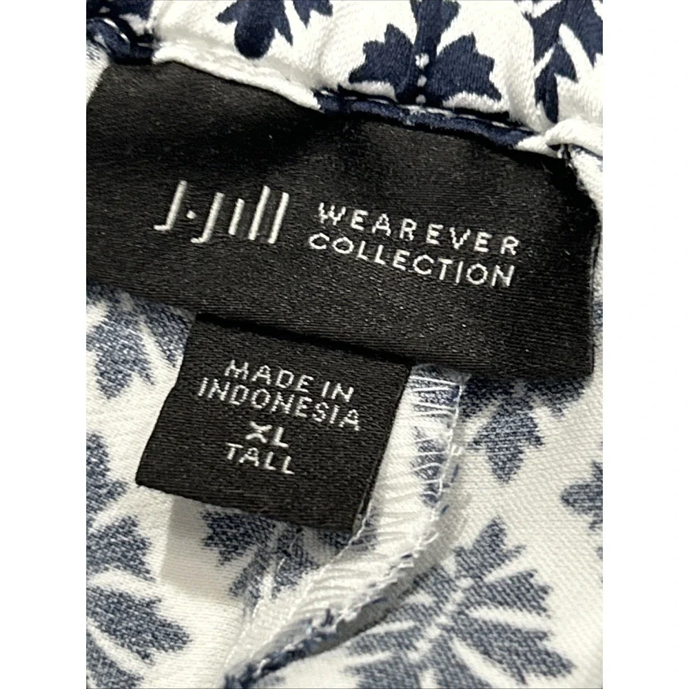 J Jill Womens Pull On Stretch Pants Smooth Fit Full Leg Print Sz XL‎ Tall EC